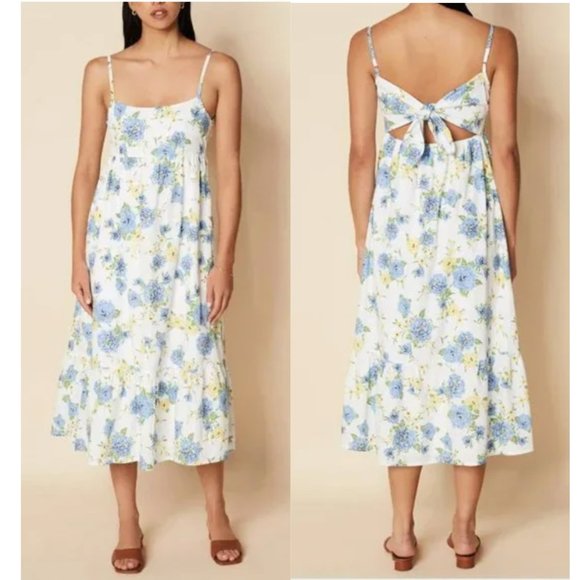 NWT Faithfull the Brand Candace Midi Dress Velma Floral Blue - Picture 1 of 8